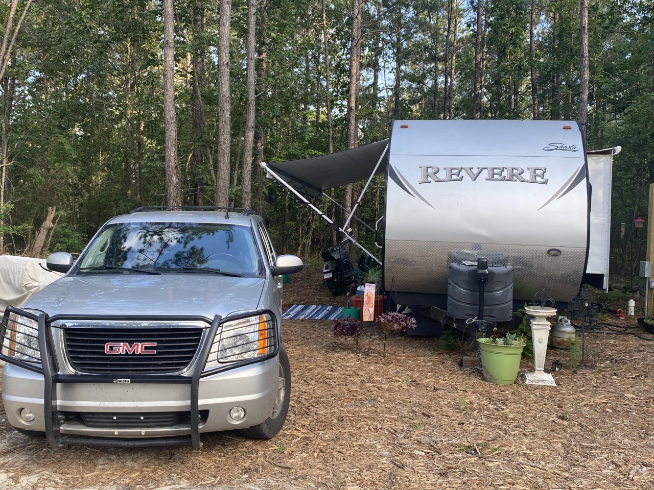 Camper spot with parked camper